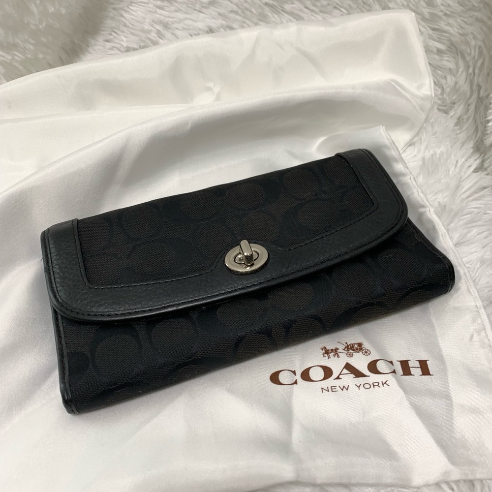 Coach®️ Black and silver signature C wallet